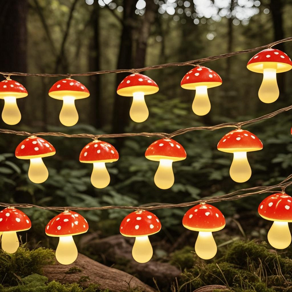 Led Fairy String Lights - Милые красные гирлянды-грибочки со светодиодами, 10/20/40